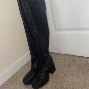 Pleather thigh length boots, never worn